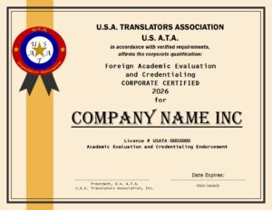 Academic Evaluation Certificate N.A.C.E.S.