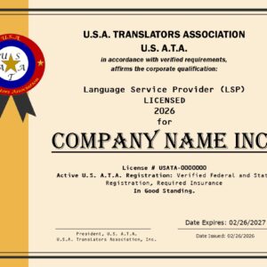 U.S. A.T.A. Language Service Provider (LSP) Licensing