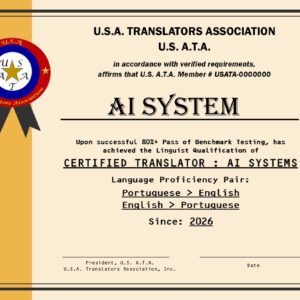 U.S. A.T.A. Language Proficiency Certification : AI Systems