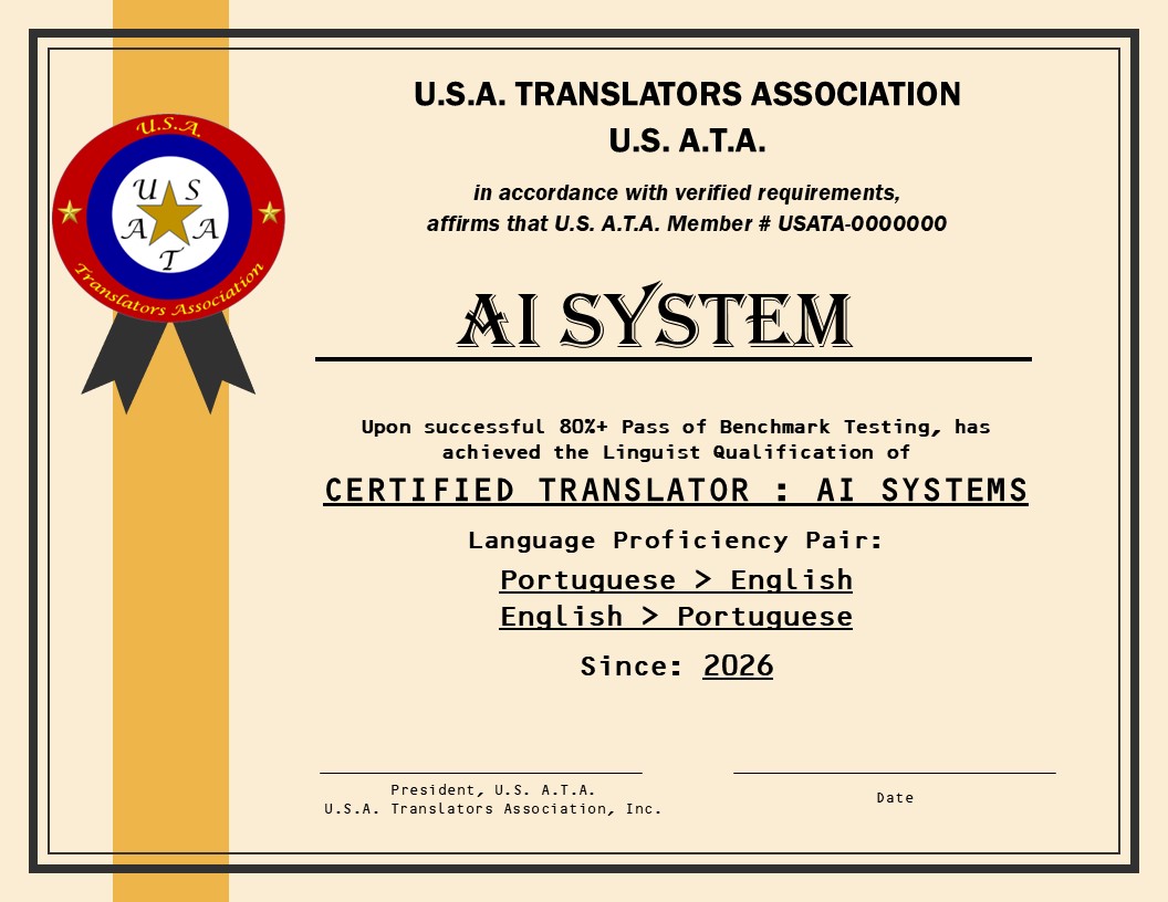 U.S. A.T.A. Language Proficiency Certification : AI Systems